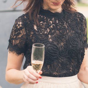 Zara black lace crop